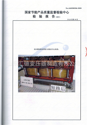 突發(fā)短路承受能力試驗(yàn)報告